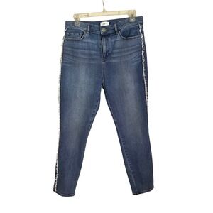 LOFT‎ High Rise Skinny Jeans Women Size 10 Distressed Frayed Hem Blue Denim Boho